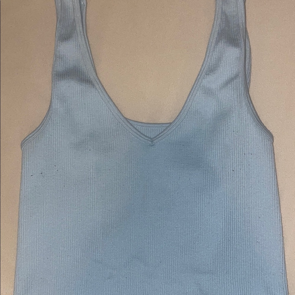 Light Blue Ribbed Tank Top
